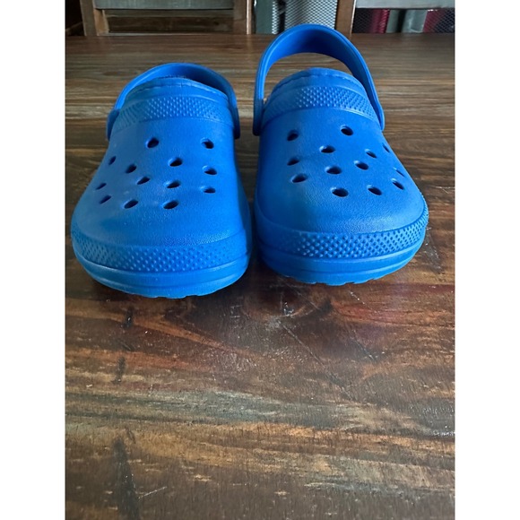 Crocs Clogs Fuzz Lined Blue Comfort Slip On Shoes - Picture 4 of 9